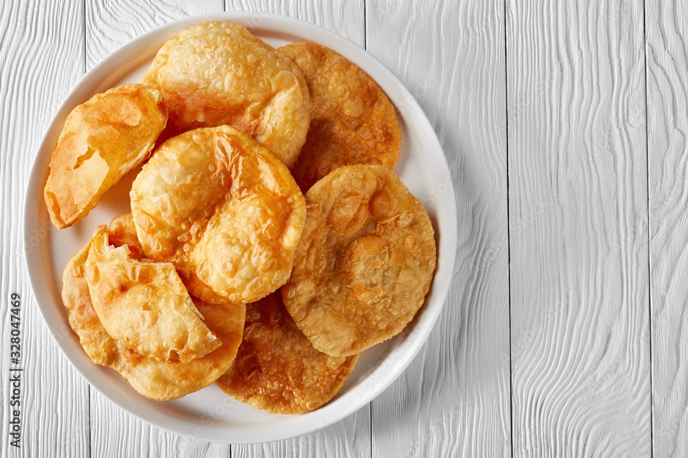 close-up of Bhatura, indian deep fried bread close-up of Bhatura, indian deep fried bread