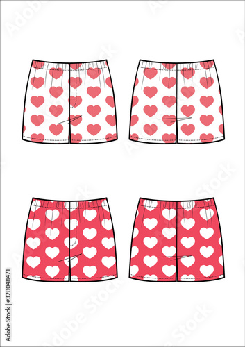 man underwear pants vector sketch, heart print