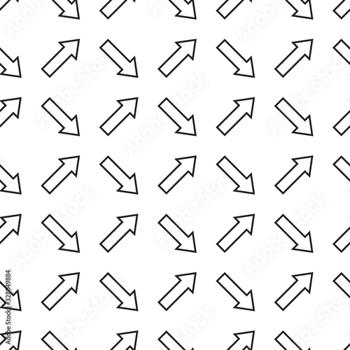 Arrows seamless pattern. Sketch design symbols. Black and white vector illustration. EPS10