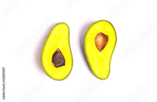 Avocado on a white background,isolated