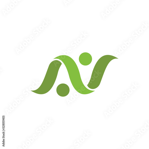 Initial letter nv or vn logo design template