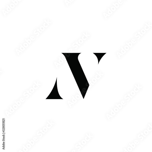 Initial letter nv or vn logo vector design template photo