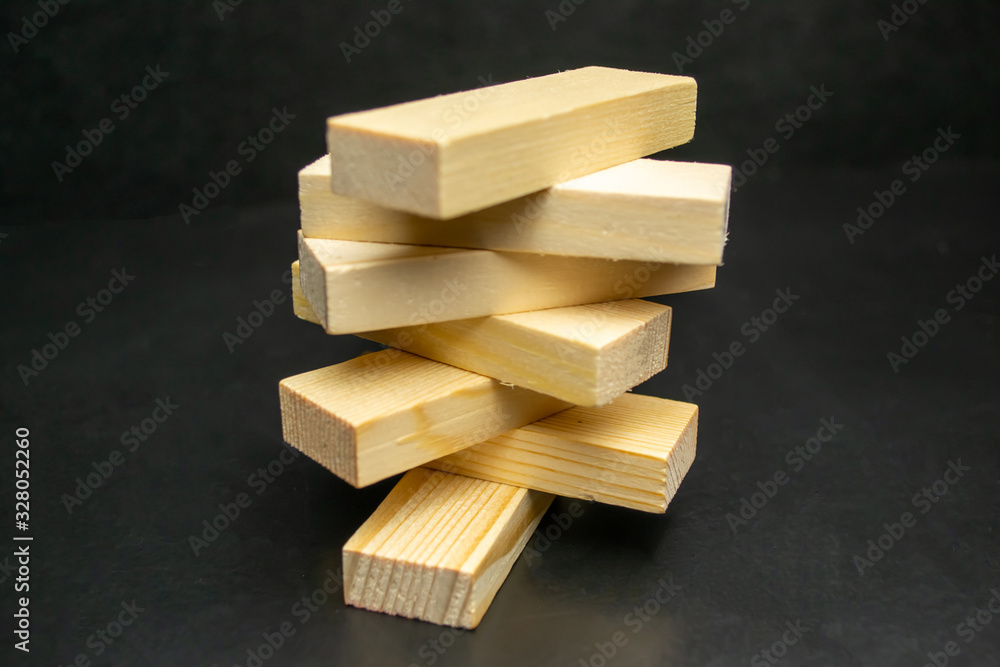  Wooden blocks on a black background