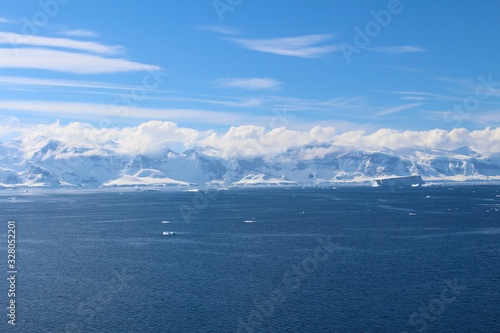 Mountains of the Antarctic Peninsula. The mountains in the Gerlache Strait in the Danco Coast  Antarctica