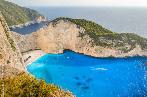 The beautiful bay with the famous shipwreck in Zakynthos Ionian sea in Greece