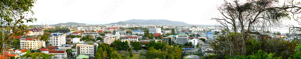 Panorama  The scenery of the city songkhla from the mountain of Thailand