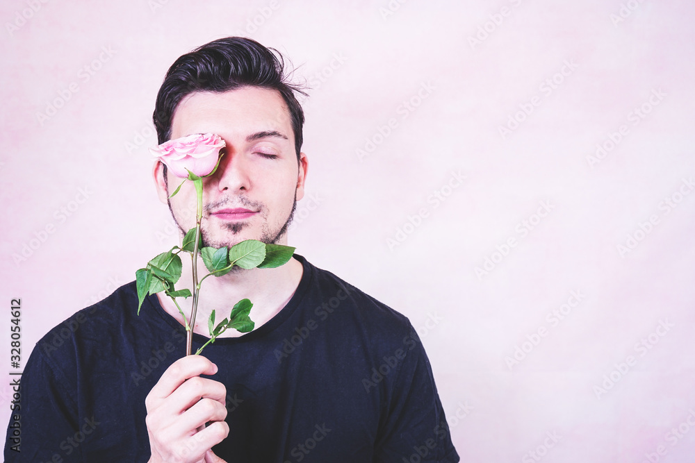 Portrait of new masculinity about a man with make up Portrait of new masculinity about a man with make up