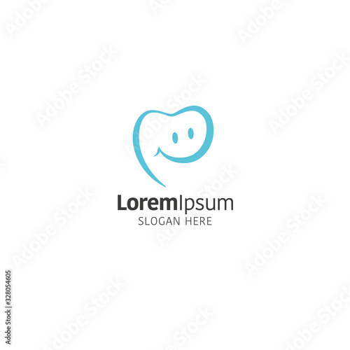 Tooth and smile logo design template on white