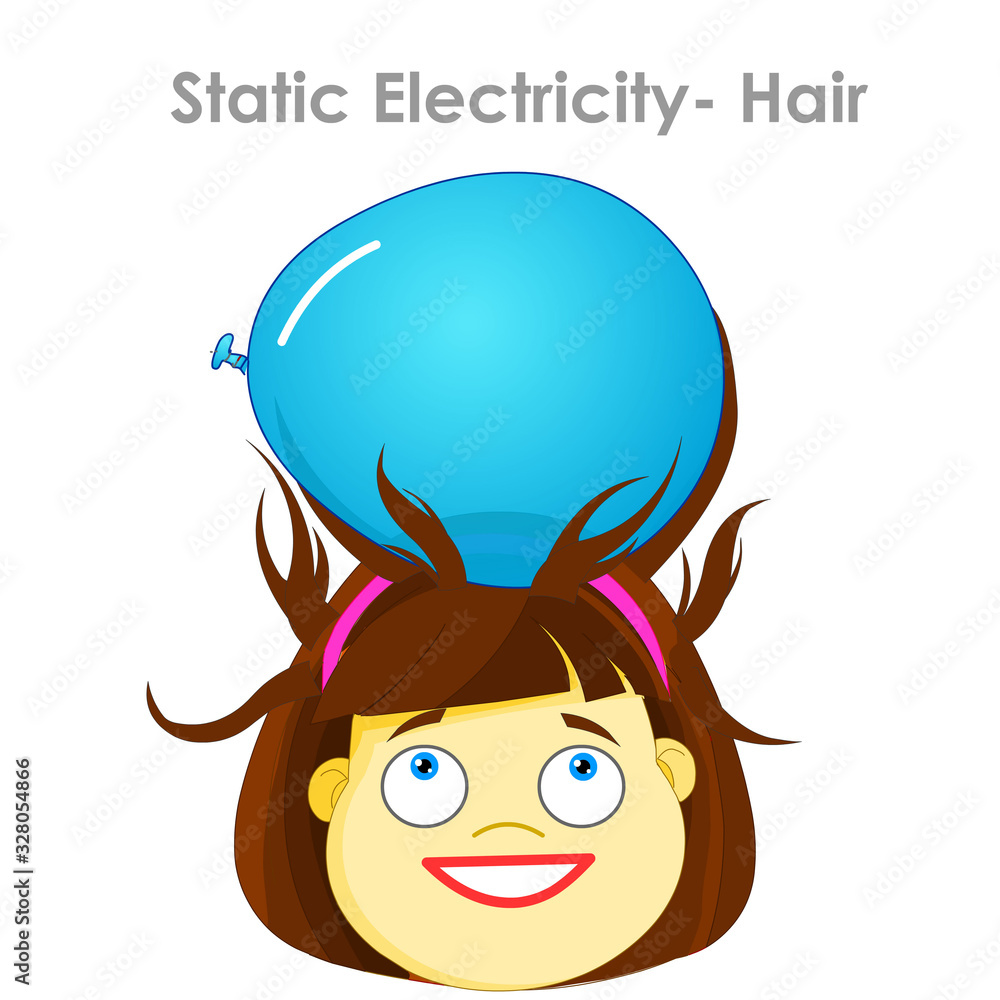 Hair Electricity. Static electric. Raising hair. Experiment. Physics