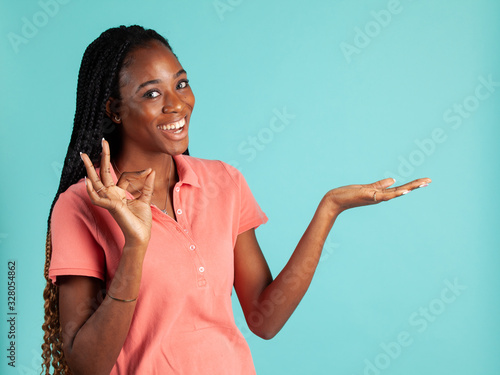 Photography African American woman with upturned palm.