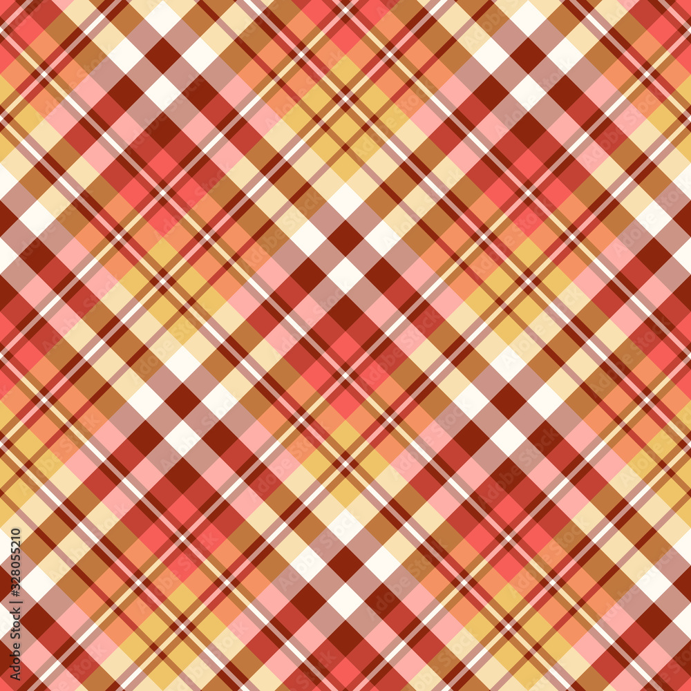 Seamless pattern in marvelous brown, yellow, red and white colors for plaid, fabric, textile, clothes, tablecloth and other things. Vector image. 2 Seamless pattern in marvelous brown, yellow, red and white colors for plaid, fabric, textile, clothes, tablecloth and other things. Vector image. 2