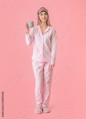 Portrait of woman in pajama...