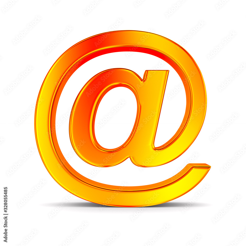 orange symbol email on white background. Isolated 3D illustration