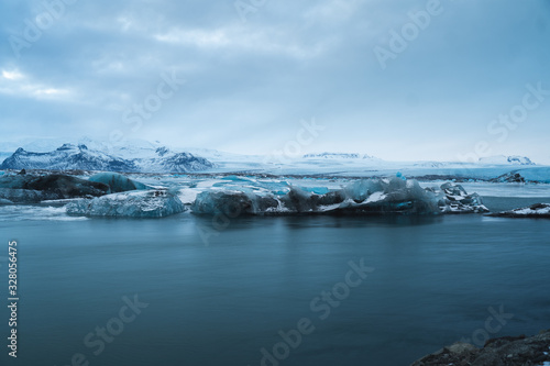 Jokulsarlon Glacier Lagoon in Iceland. Icelandic Cold Winter. Beautiful Nature Background. © David