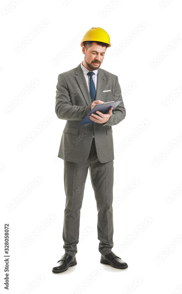 Male engineer on white background Male engineer on white background
