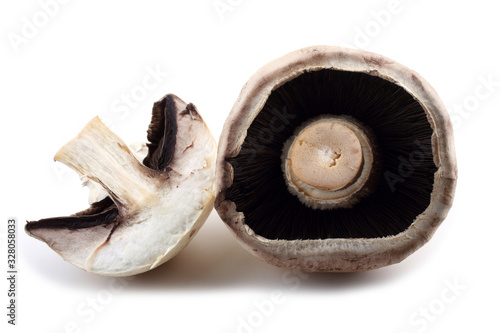 Champignon mushroom with a half