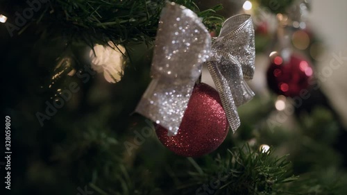 Christmas tree detail bright pink froebel star photo