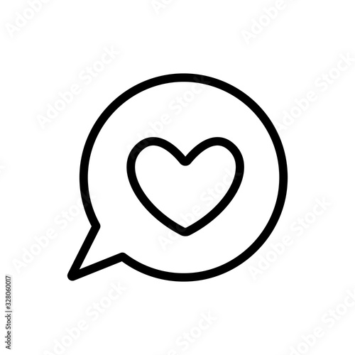 heart, message icon vector. Thin line sign. Isolated contour symbol illustration