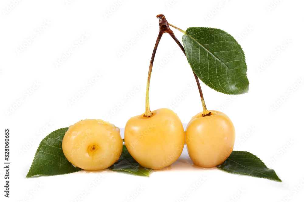 Yellow cherries and leaves Yellow cherries and leaves