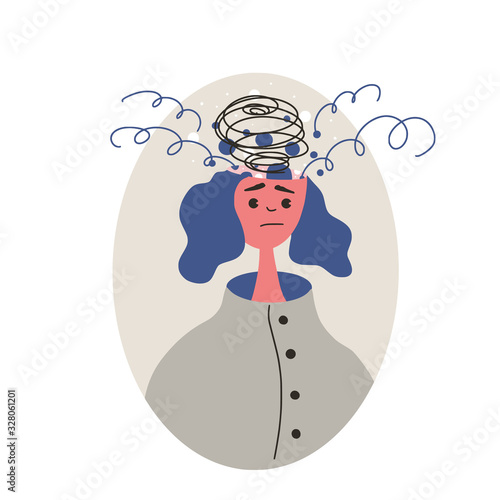 Mental disorder. Vector person with bad mood.