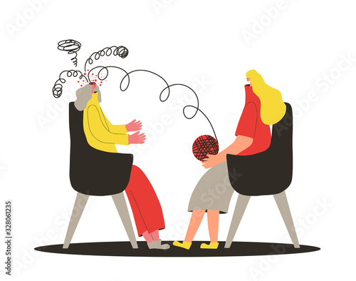 Mental disorder. Vector person with bad mood.