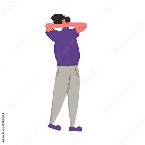 Social media anxiety concept. Flat vector design.
