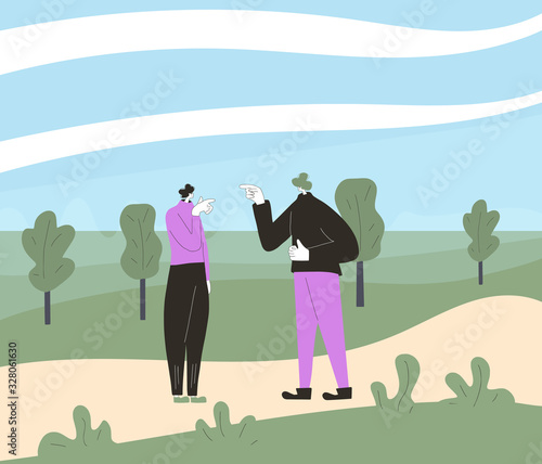 Pair of people conflict. Quarrel vector design.