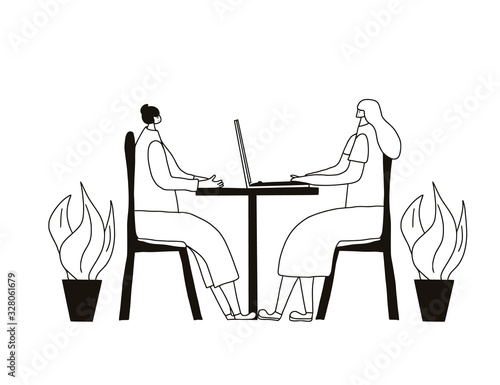 People sitting in the chair. Vector person.