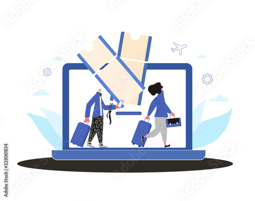 Bleisure concept. Work life balance. Vector person