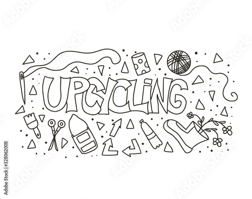 Upcycling hand drawn text. Vector word isolated.
