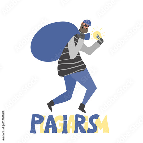Plagiarism concept. Vector hand drawn property set