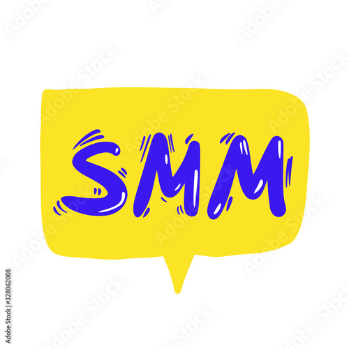 SMM text. Hand drawn social media marketing phrase