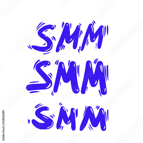 SMM text. Hand drawn social media marketing phrase