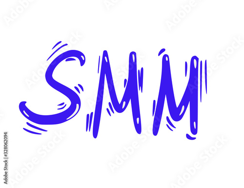 SMM text. Hand drawn social media marketing phrase