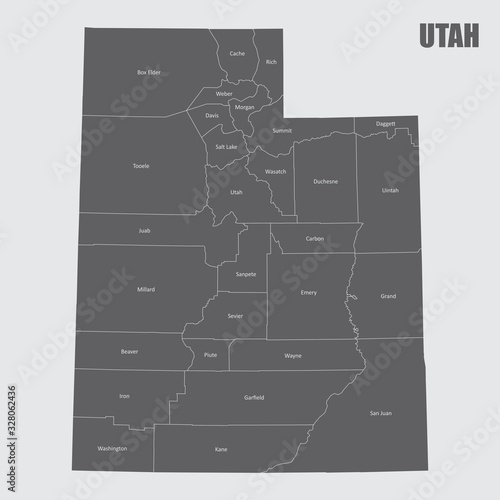 Utah counties map photo