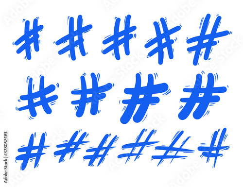 Hashtag vector hand drawn sign. Hash tag symbol.