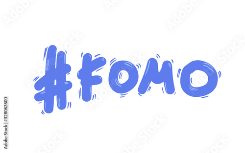 Fomo vector hand drawn text. Stylized word.