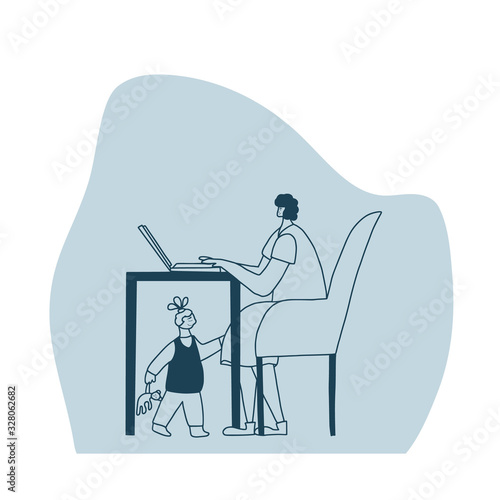 Digital nomand concept. Vector man with plaptop