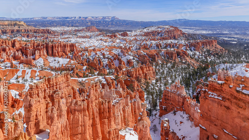 Winter snow scene in Bryce Canyon, Utah, USA