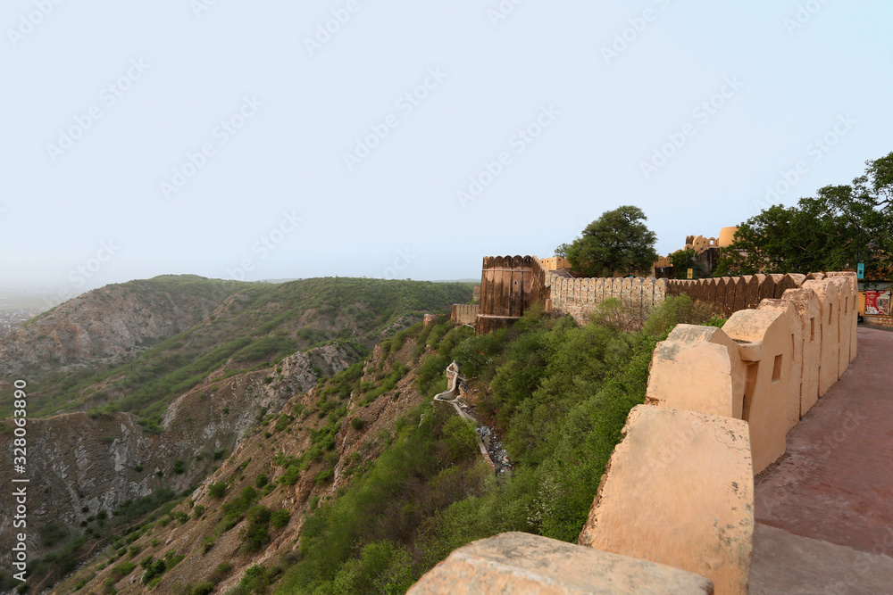 Nahargarh fort wall and bastion, Jaipur, Rajasthan, India