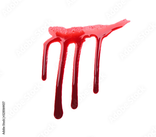 Blood spot with stains on white background