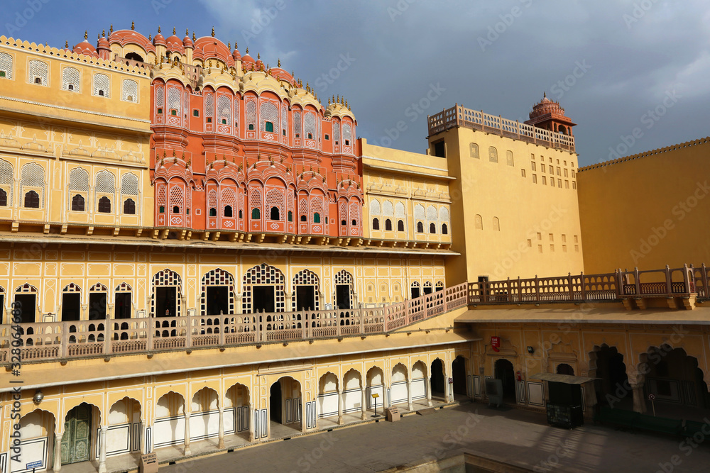.Interior of Palace of the Winds, Hawa Mahal, Jaipur, Rajasthan, India