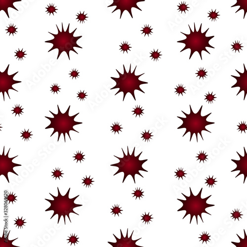 Virus seamless pattern in red. Isolated background. Vector abstraction. The idea for a medical article, educational literature. Dangerous strain.