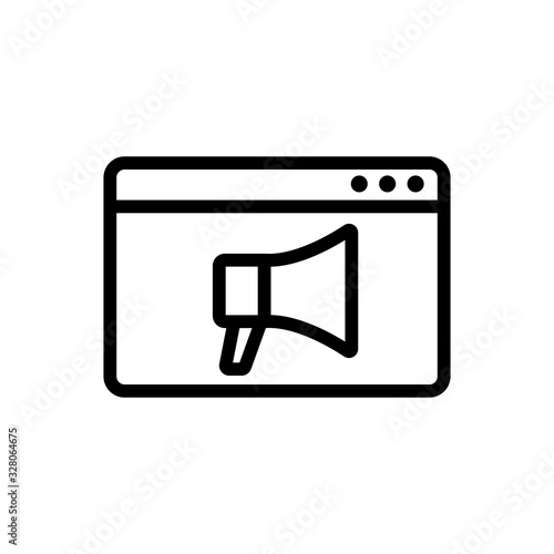 megaphone, browser icon vector. Thin line sign. Isolated contour symbol illustration
