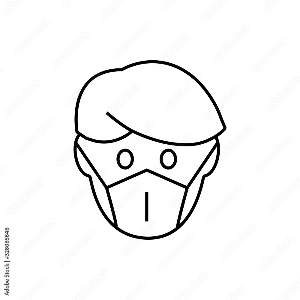 Man face with mask icon vector in trendy flat style. Logo graphic design on white background
