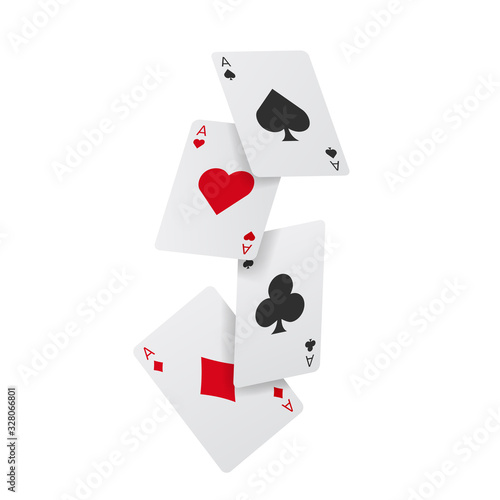 Isolated falling playing cards vector design. Ace illustration.