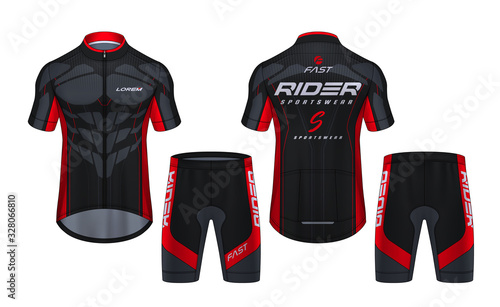 Cycling Jerseys mockup,t-shirt sport design template,uniform for bicycle apparel.