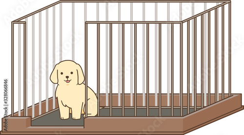 ゴールデンレトリバーの子犬（ケージの中2）
