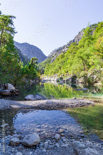 Morning landscape with mountain rocks in Goynuk Canyon in Turkey