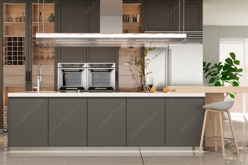 Modern kitchen interior. 3D Render Modern kitchen interior. 3D Render